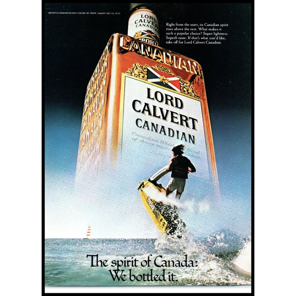 1979 Lord Calvert Canadian Whiskey Vintage Print Ad Jet Ski Sailboat Wall Art